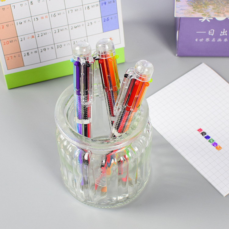 Creative Transparent 6 Color Ballpoint Pen Ball Pen Manufacturers